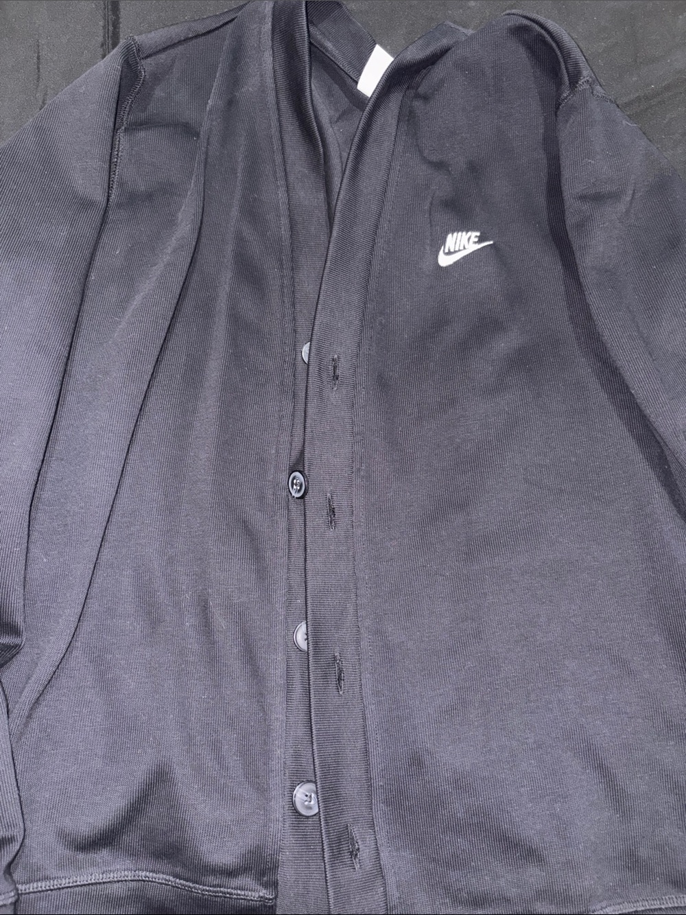 Nike Black Men's Lightweight Button-Up Jacket with Embroidered Logo